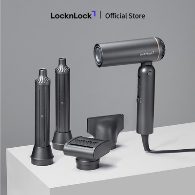 Máy sấy tạo kiểu tóc gấp gọn LocknLock Foldable hair styling dryer ENA626GRY Màu xám, công suất 1300W công nghệ ion âm