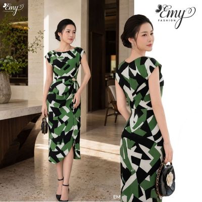 Đầm Thiết Kế EMY Thời Trang Cao Cấp EM9566 Lụa Mango Sang Chảnh Đi Tiệc