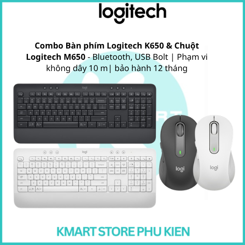 Combo Bàn phím Logitech K650 & Chuột Logitech M650 - Bluetooth, USB Bolt | Phạm vi không dây 10 m| b