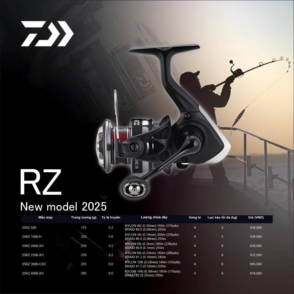 Máy Câu Cá Daiwa RZ 2025 đủ size từ size 500 đến size 4000