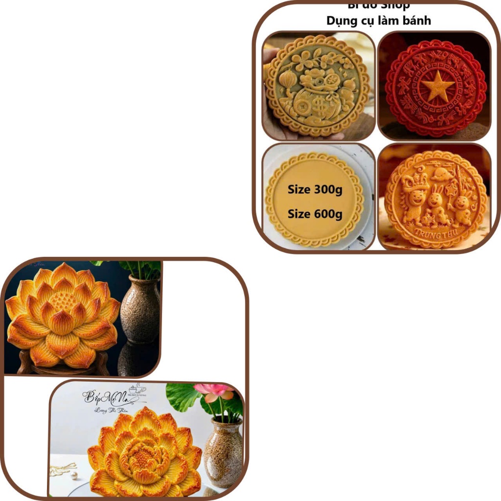 Size 300g Khuôn trung thu lò xo 2025 TRỐNG ĐỒNG SAO VÀNG 4 mặt 1 nhấn khuôn nhấn làm bánh trung thu