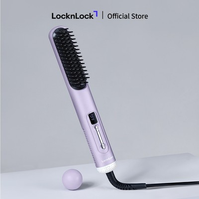 Lược điện tạo kiểu LocknLock Hair styling brush ENA223PUP công suất 43W, răng nhiệt phủ sứ, công nghệ ion âm - Màu tím