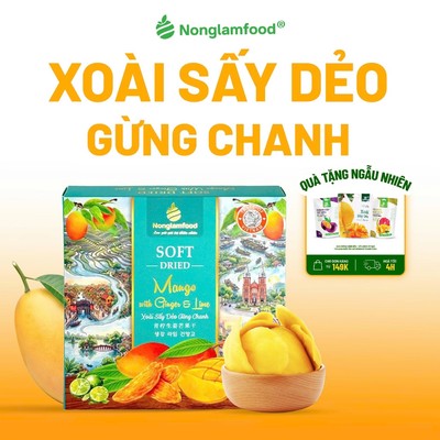 Xoài Sấy Dẻo Gừng Chanh NONGLAMFOOD Hàng Loại 1 Chuẩn Xuất Khẩu Trái Cây Sấy Đồ Ăn Vặt Hộp 145g
