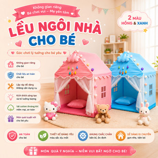 Lều Công Chúa Hoàng Tử Cỡ Đại Hình Ngôi Nhà Khung Nhựa Tạo Không Gian Riêng Cho Bé Vui Chơi