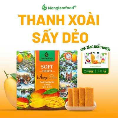 Thanh Xoài Sấy Dẻo NONGLAMFOOD Hàng Loại1 Chuẩn Xuất Khẩu Dẻo Mềm Chua Ngọt Trái Cây Sấy Dẻo Hộp150g