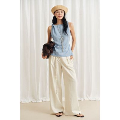 Quần dáng suông ống rộng linen Mono Talk - MCS26S-B30010TK