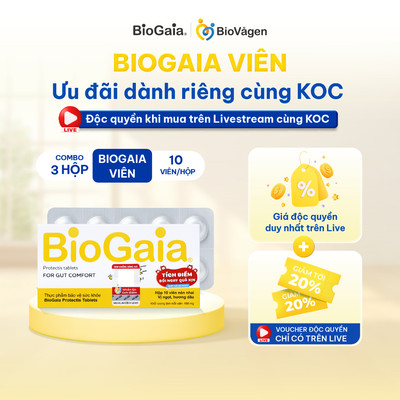 [ĐỘC QUYỀN LIVE CÙNG KOC] Combo 3 hộp men vi sinh BioGaia ProTectis tablets cải thiện tiêu hóa, hộp 10 viên  [3_TAB]