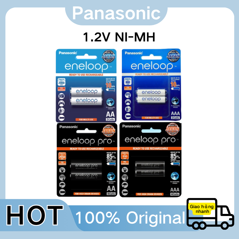 Vi 2/4 Viên Panasonic Eneloop Pro Pin Sạc 1.2V AA 2550mAh/AAA 900mAh/Eneloop Ni-MH AA/AAA Bộ Sạc  BQ