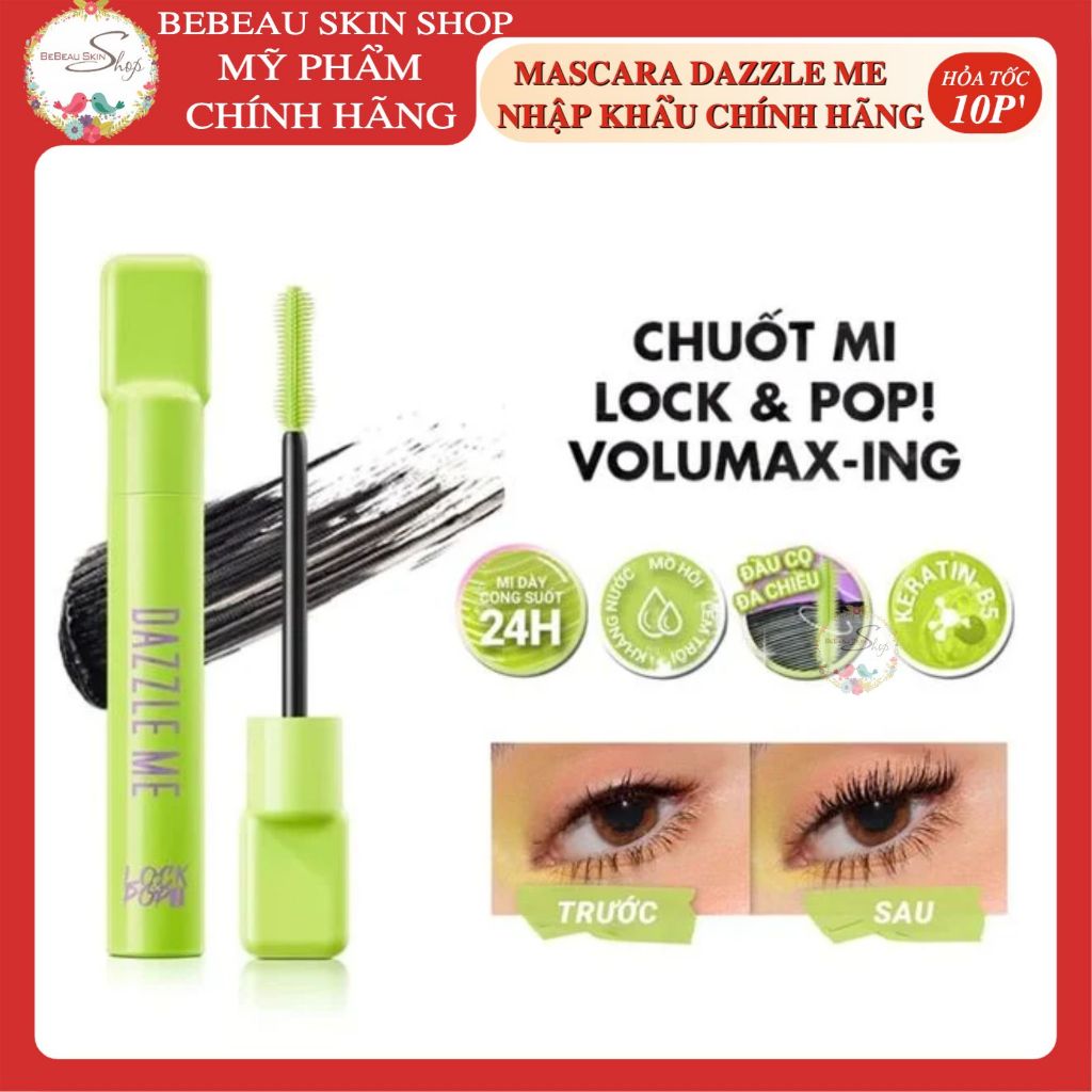 Mascara Dazzle Me Lock & Pop Volumax-Ing Chuốt Mi Dày Cong Mi Chống Nước Lâu Trôi 7g - Bebeau