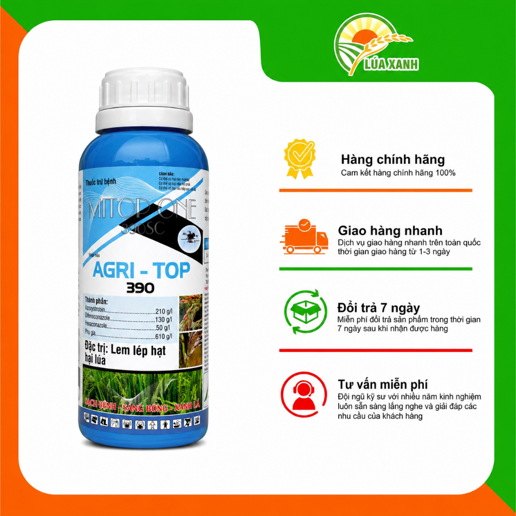 MITOP ONE 390SC Agri-Top 390 – Hỗ Trợ Lá Xanh, Bông Sáng, Hạt Chắc Cho Lúa | Chai 400ml
