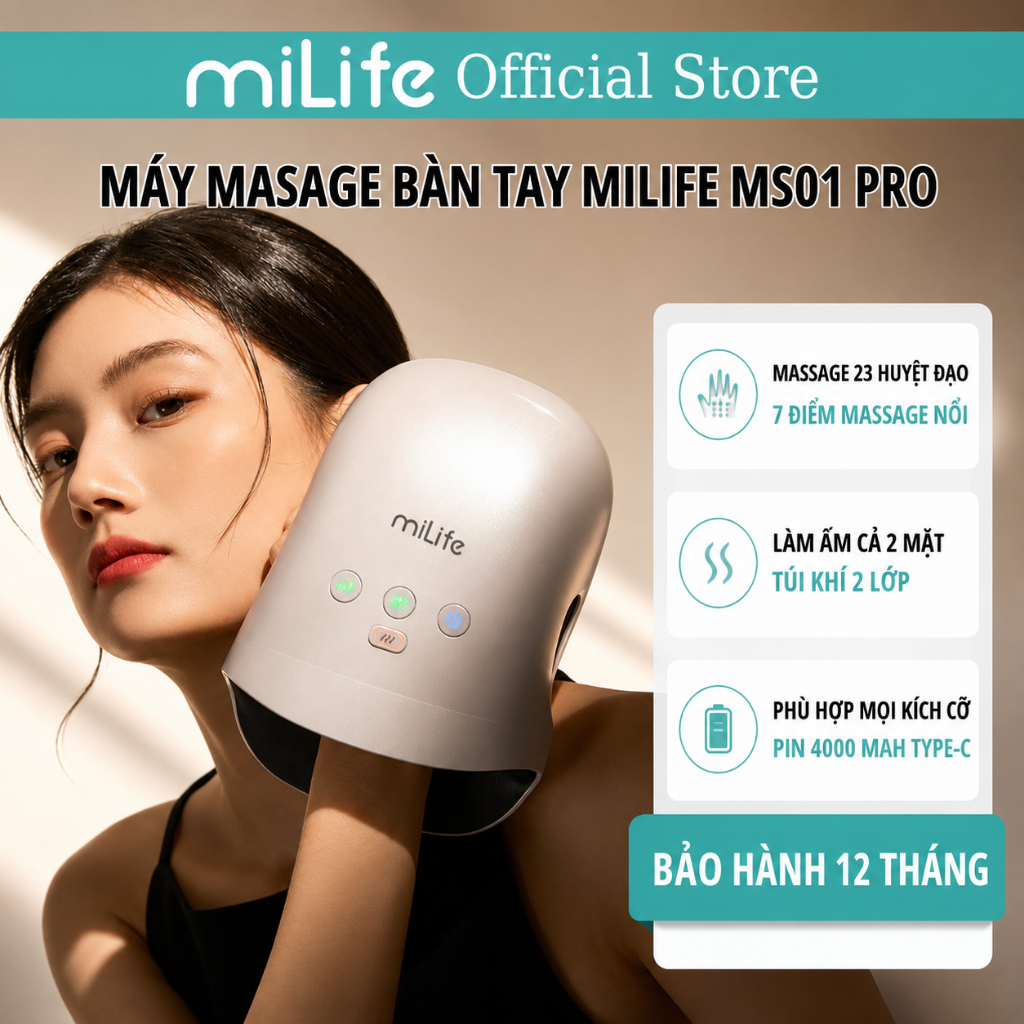 Máy massage tay miLife MS01 giảm đau nhức mỏi, chườm nóng