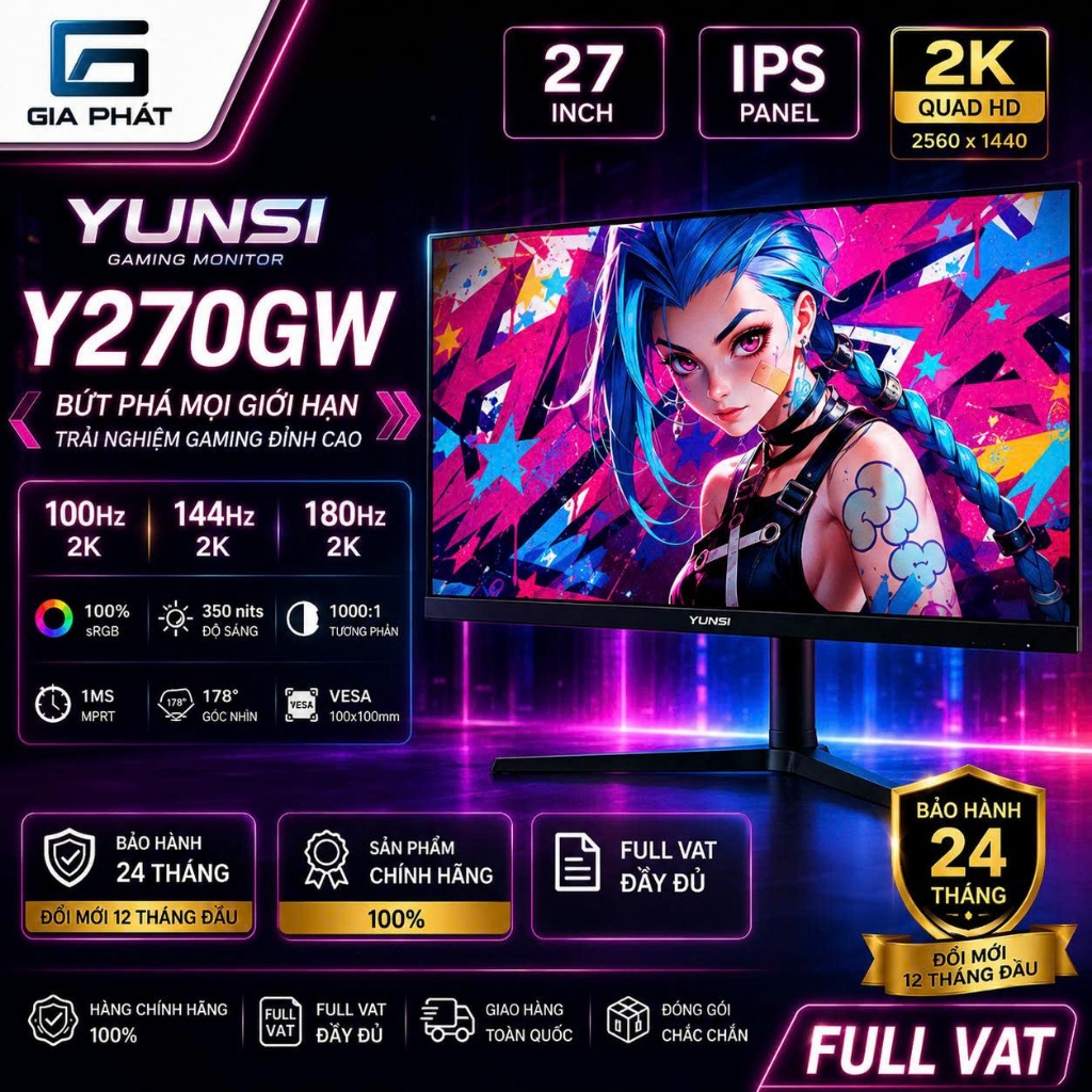 Màn hình gaming Yunsi 27 inch IPS Full HD 100hz | 2K 144hz 180hz NEW - Y270SW Y270GM Y270GW 27inch
