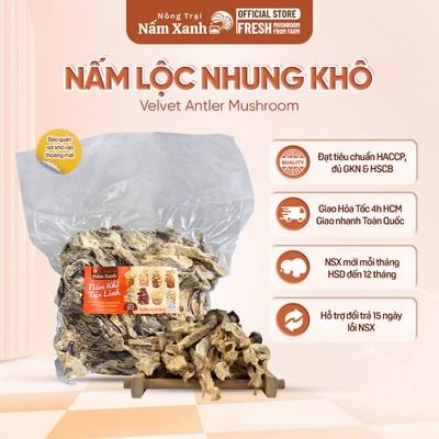Nấm Lộc Nhung Khô Loại 1 (Nấm Nhung Hươu) 200gr 500gr 1kg Thơm Ngon Giòn Ngọt - Nông Trại Nấm Xanh