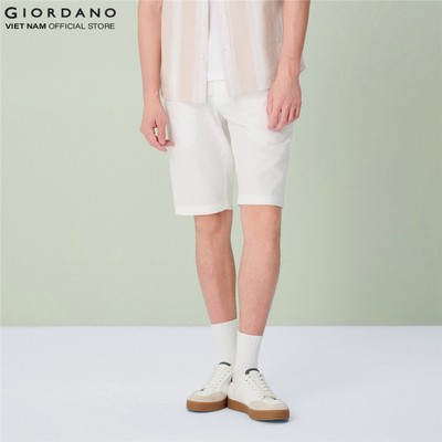 GIORDANO Quần Linen Shorts Nam Lưng Thun Nút Cài 01106227