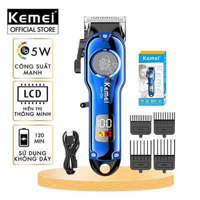Tông đơ cắt tóc chuyên nghiệp Kemei KM-234 công suất siêu mạnh màn hình LCD sạc nhanh USB type C tiện lợi - Chính hãng