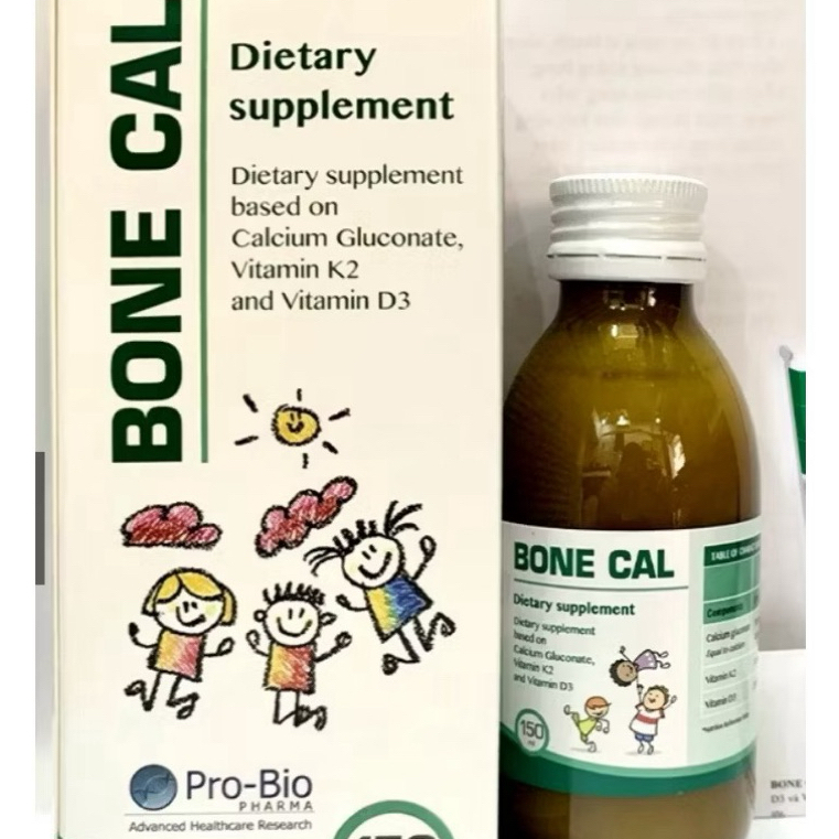 Bone Cal (hộp 150 ml ) Canxi Hữu Cơ Cho Bé,Bổ Sung Canxi Vitamin D3-k2 Giúp Phát Triển Chiều Cao Tốt