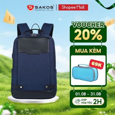 Balo Laptop Du Lịch Cao Cấp SAKOS MATURA 15.6 Inch Phối Da Sang Trọng Tích Hợp Cổng Sạc USB