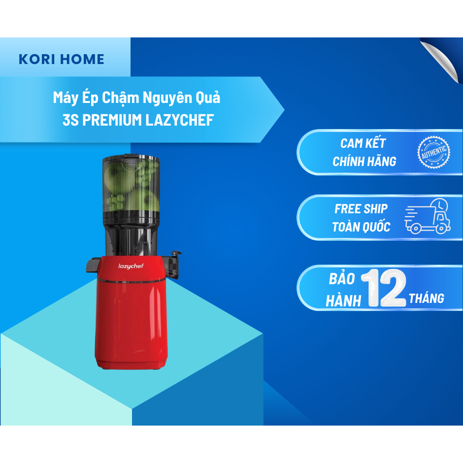 Máy Ép Chậm Nguyên Quả Premium 3S Lazychef, Máy Làm Kem, Bảo Hành Chính Hãng 12 tháng