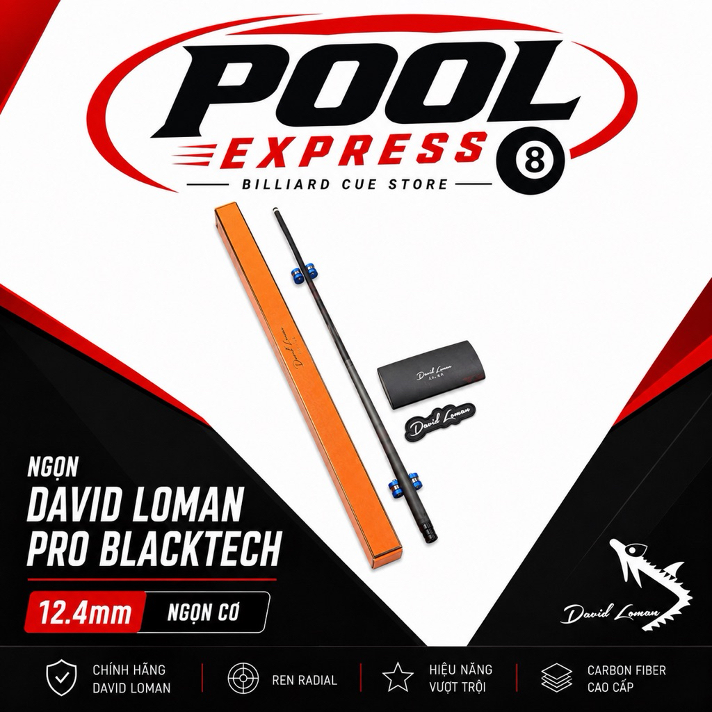 Ngọn cơ bida David Loman Pro BlackTech (Chính hãng)