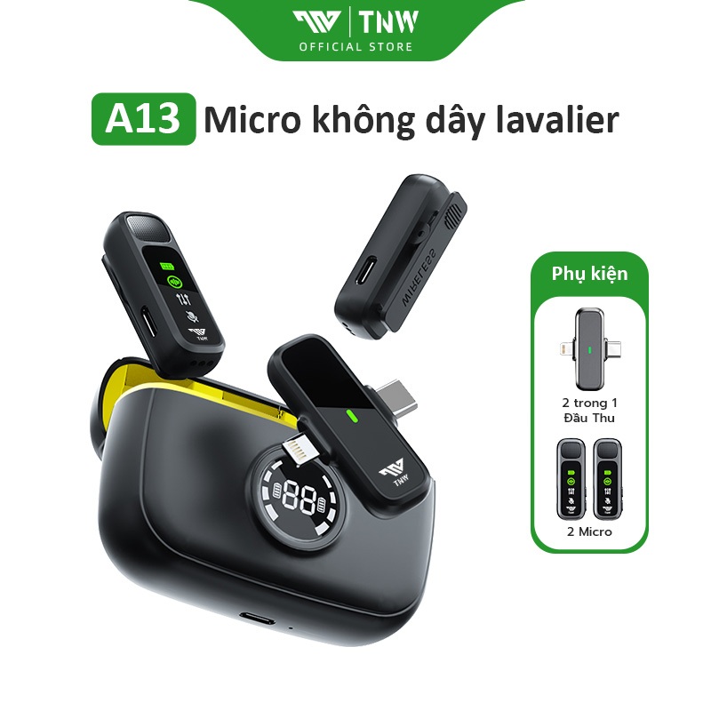 TNW A21Pro Micro Lavalier không dây Micro Cài Áo Không Dây Micro Thu Âm Không Dây Cho iPhone/Android