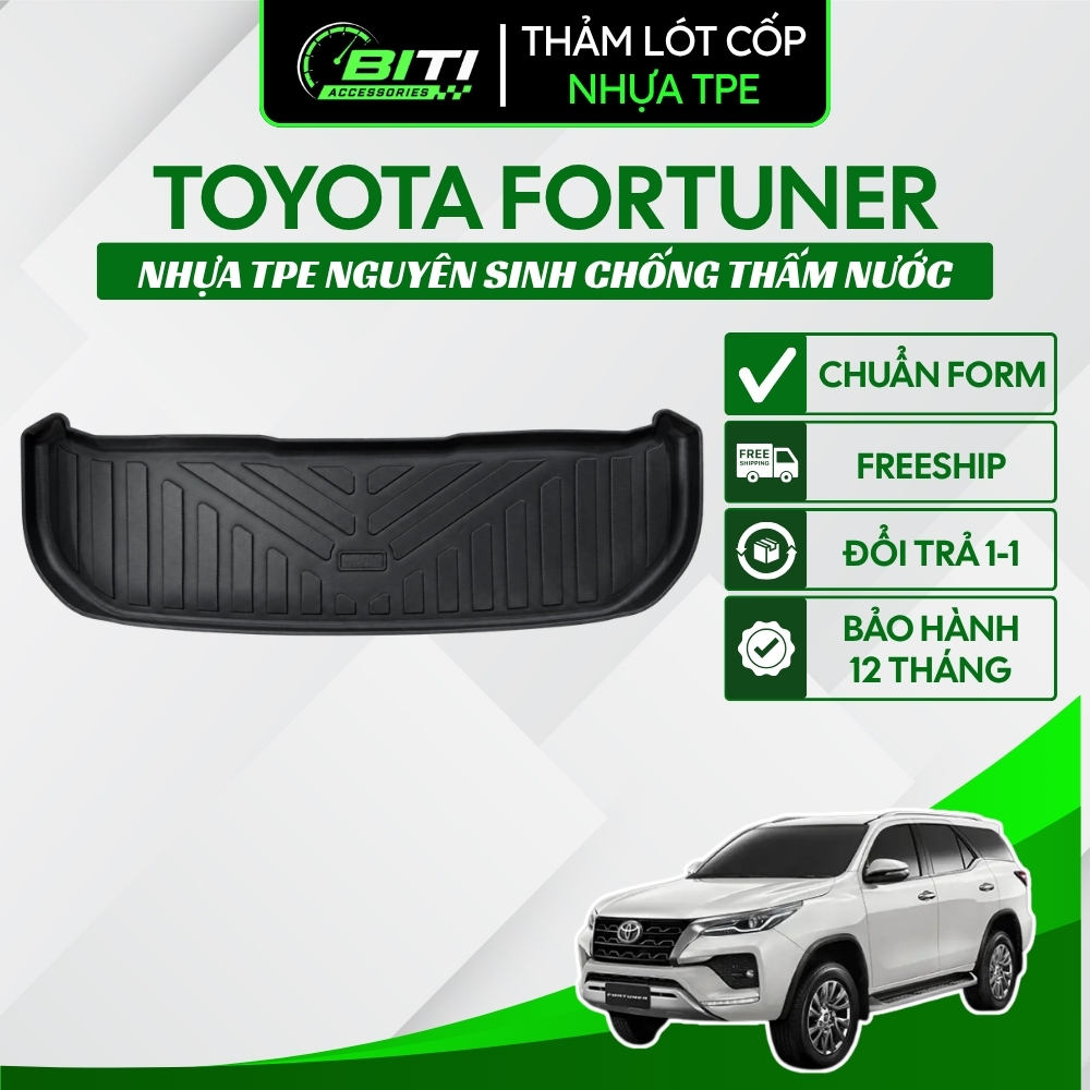 Lót Cốp Xe Phù Hợp Cho TOYOTA FORTUNER, Thảm Lót Cốp Nhựa TPE Không Mùi, Chống Thấm Nước Bảo Vệ Cốp 