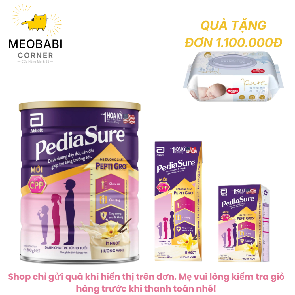 Sữa PediaSure Abbott Chính Hãng | PediaSure Bột 800g | PediaSure Pha Sẵn 110ml và 180ml