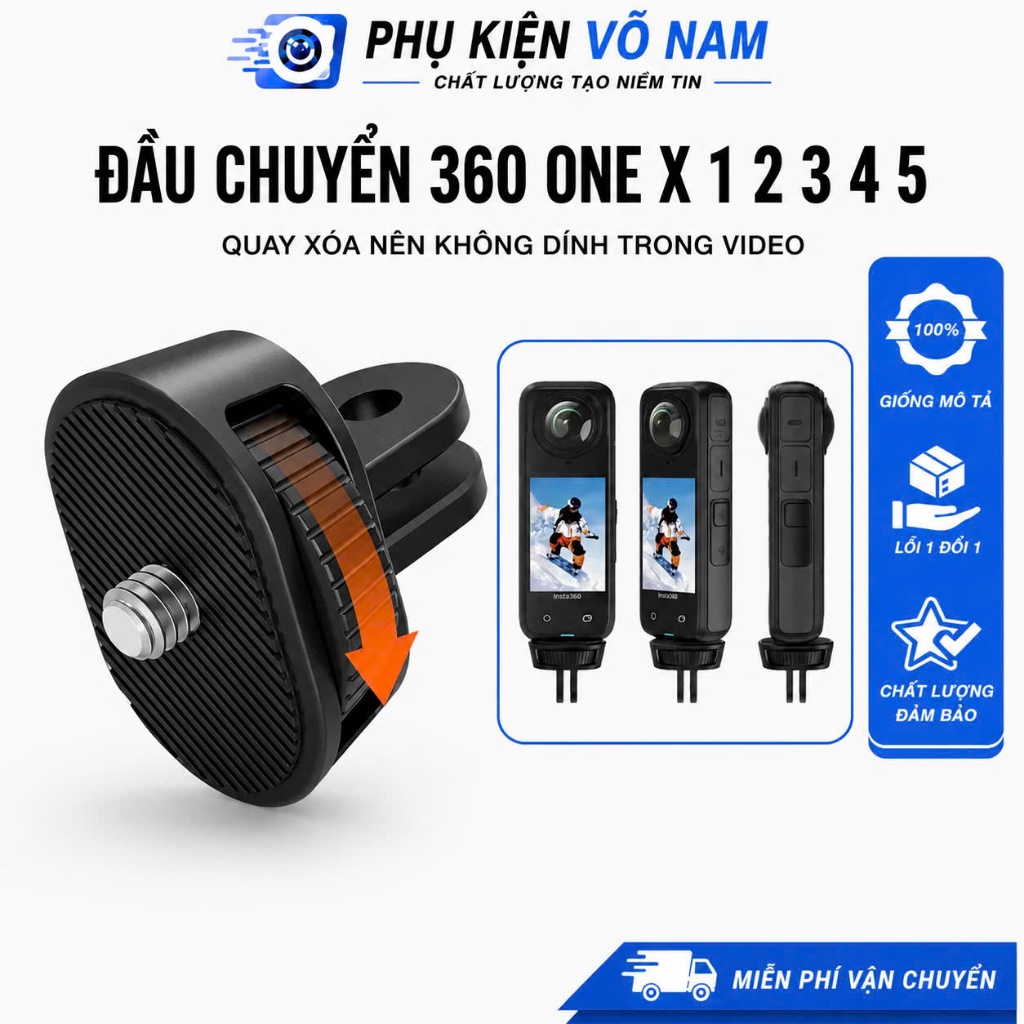 Đầu Chuyển Xoay 360° cho gopro intar360 xóa phông  với  cam 360