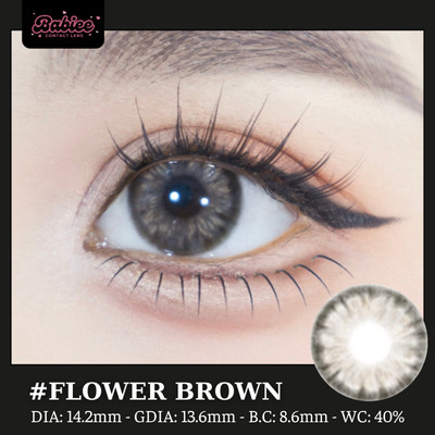 Lens mắt Flower Brown màu nâu họa tiết vân hoa nổi bật - size vừa, thương hiệu Babiee Hàn Quốc
