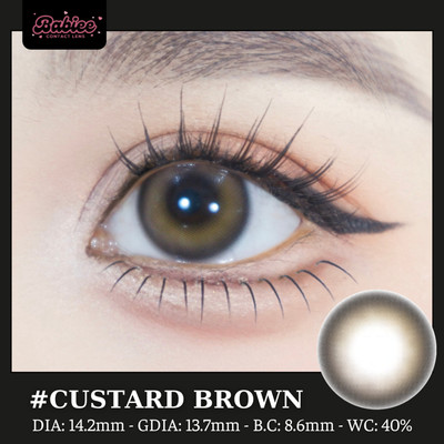 [SALE] Lens mắt Custard Brown màu nâu viền loang tự nhiên - size vừa, thương hiệu Babiee, hsd 12 tháng