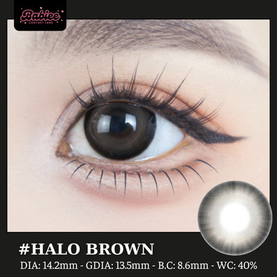Lens mắt Halo Brown màu nâu đen viền đậm - size vừa, thương hiệu Babiee, hsd 12 tháng