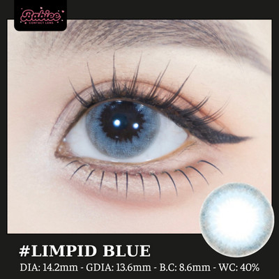 [SALE] Lens mắt Limpid Blue màu xanh tây viền nhạt - size vừa, thương hiệu Babiee