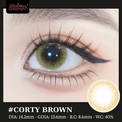 [SALE] Lens mắt Corty Brown màu nâu tây không viền - size nhỏ, thương hiệu Babiee Hàn Quốc, hsd 12 tháng