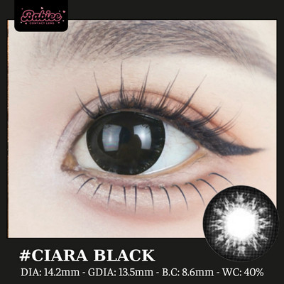 [SALE] Lens mắt Ciara Black màu đen tự nhiên - size vừa, thương hiệu Babiee Hàn Quốc, hsd 12 tháng