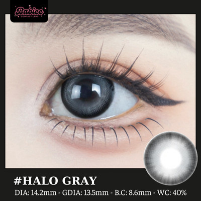 Lens mắt Halo Gray màu xám đen viền đậm - size vừa, thương hiệu Babiee, hsd 12 tháng