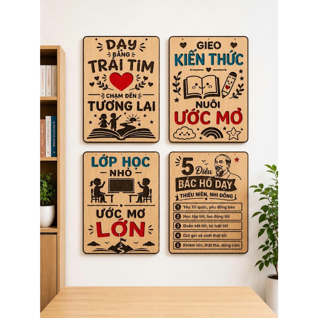 Bảng Decor Văn Phòng Gỗ In Slogan Truyền Cảm Hứng Treo Tường Cao Cấp - Decor Phòng Học, Cafe, Văn Ph