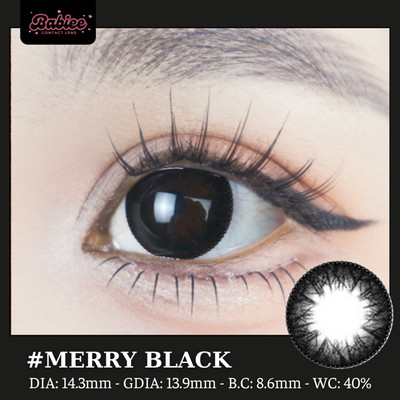 Lens mắt Merry Black màu đen to tròn long lanh - size vừa, thương hiệu Babiee Hàn Quốc, hsd 12 tháng