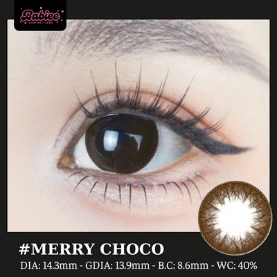 Lens mắt Merry Choco màu nâu socola to tròn long lanh - size vừa, thương hiệu Babiee Hàn Quốc