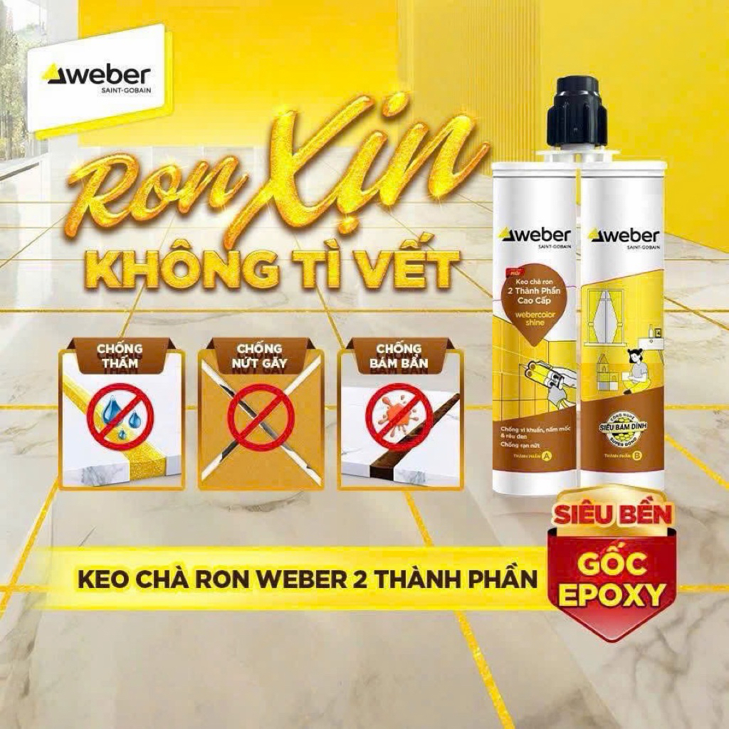 Keo chà ron, epoxy Weber - Chống nấm, chống thấm