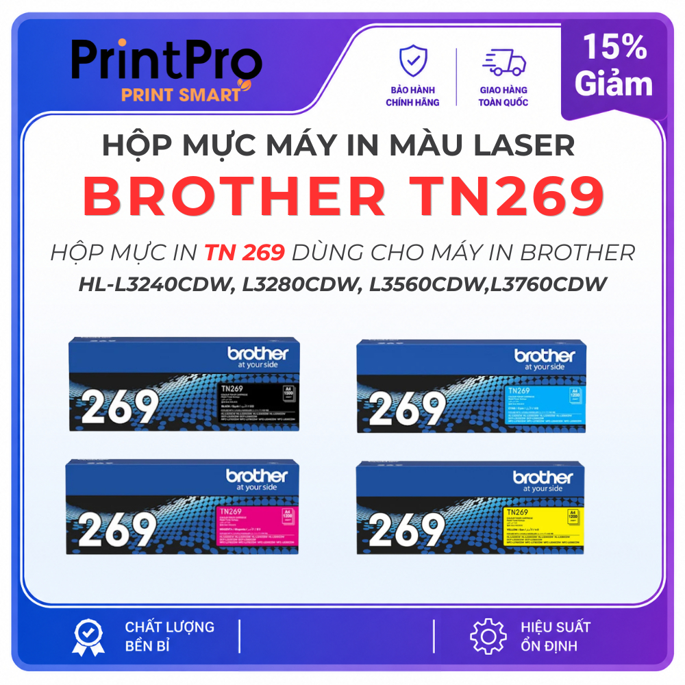 Hộp mực in Laser Brother TN269 chính hãng dùng cho máy in HL-L3240CDW,L3280CDW,L3560CDW,L8340CDW