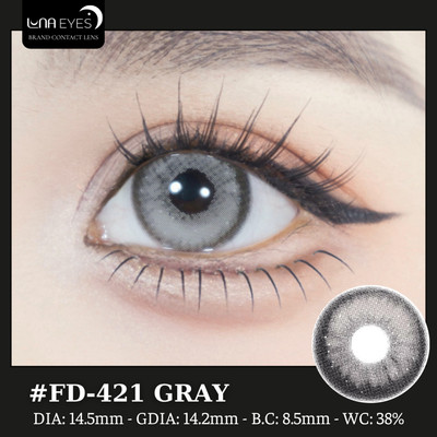[SALE] Lens mắt FD-421 Gray màu xám trà có viền nổi bật, size lớn - thương hiệu LUNA EYES