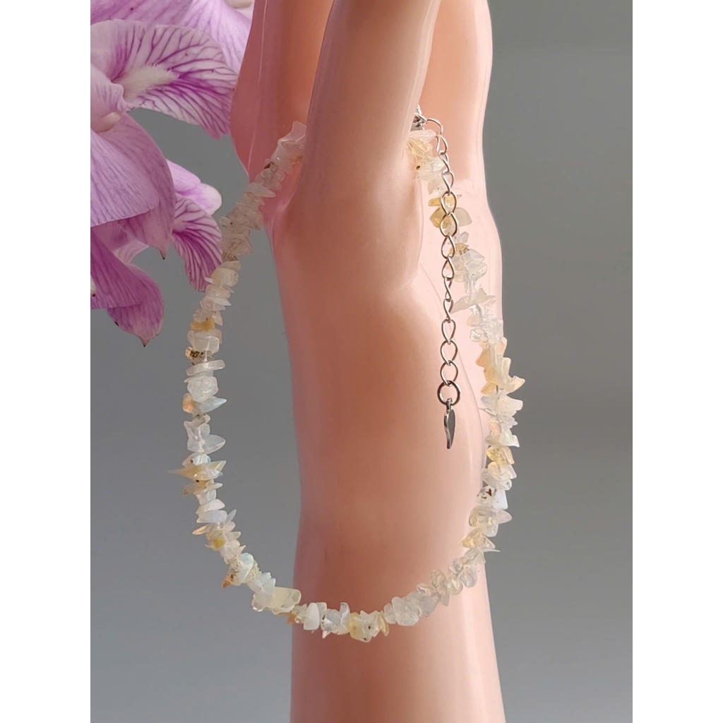 [ cangicungco ] Lắc Tay Đá Opal Trắng Thô - Secondhand SI - VTĐOP4