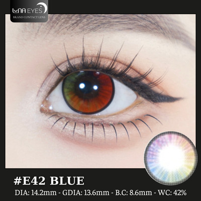 [SALE] Lens mắt E42 Blue lens tone đỏ Cosplay cầu vồng viền đen nổi bật, size vừa - LUNA EYES brand