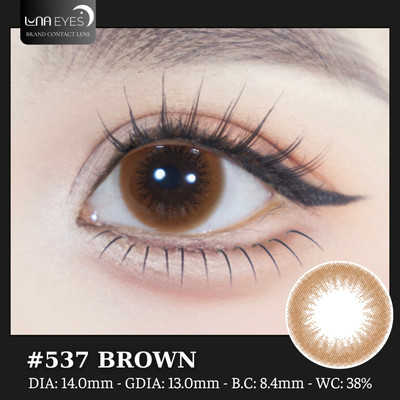 [SALE] Lens mắt 537 Brown màu nâu sáng không viền nổi bật, size nhỏ - LUNA EYES brand