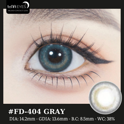 [SALE] Lens mắt FD-404 Gray màu xám xanh filer có viền nổi bật, size vừa - thương hiệu LUNA EYES