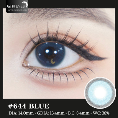 [SALE] Lens mắt 644 Blue màu xanh chấm sao douyin không viền tự nhiên, size nhỏ - LUNA EYES brand