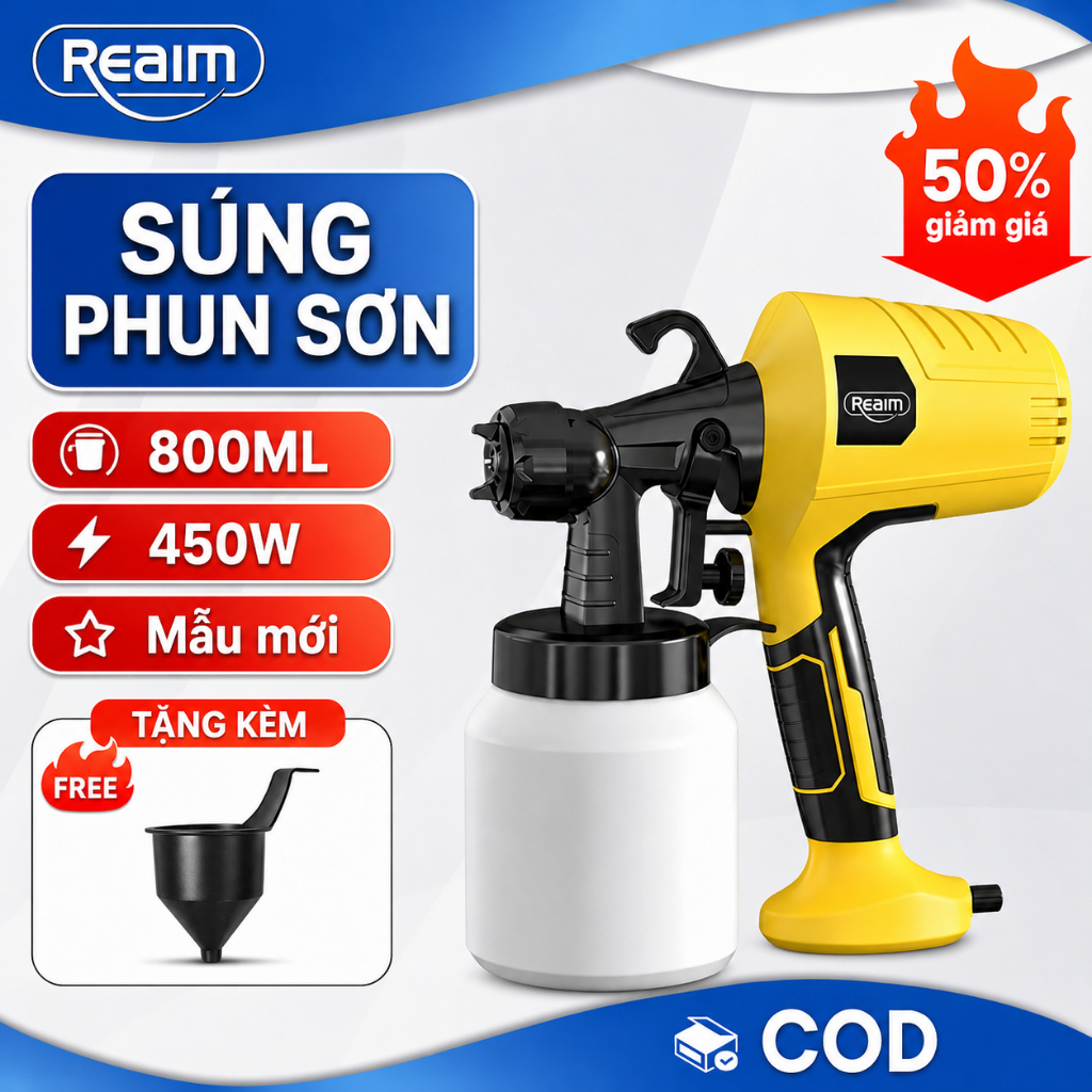 REAIM súng phun sơn điện tử sơn Sơn latex Sơn phun tích hợp bình xịt lớp phủ Bình xịt sương mịn