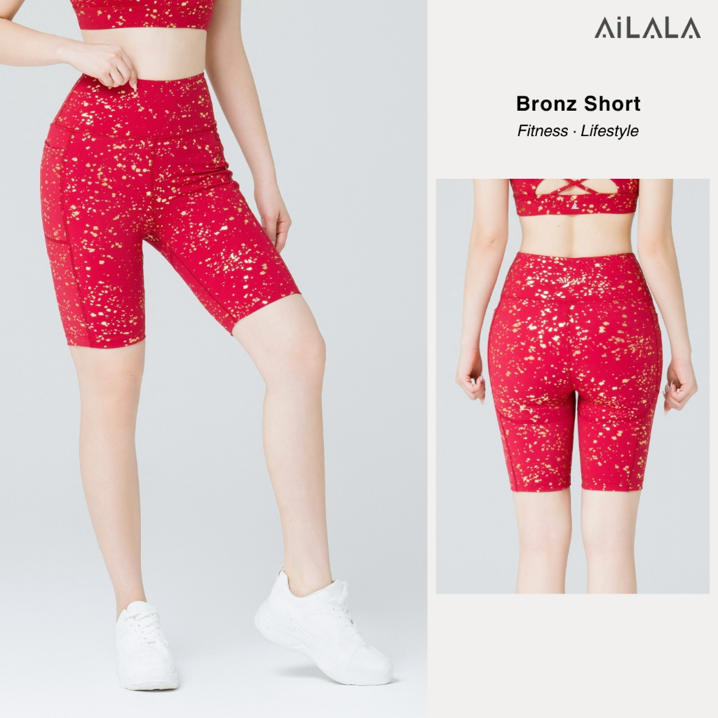 AiLALA LUX24 Quần Biker Nữ Tập Yoga Gym Pilates, Quần Short Cạp Cao Có Túi, Co Dãn 4 Chiều Size S-XL
