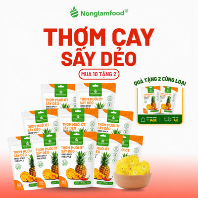 [10 Túi Tặng2]Combo 10 Túi Thơm Cay Sấy Dẻo Muối Ớt NONGLAMFOOD100g Dẻo Mềm Cay Nhẹ Đậm Vị,Đồ Ăn Vặt
