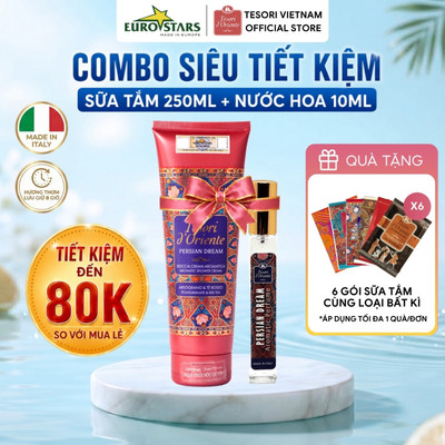 Combo Sữa tắm 250ml và Nước hoa Minisize 10ml Tesori d' Oriente - Lưu Hương Quyến Rũ đến 8H, Nhập khẩu Chính hãng từ Ý