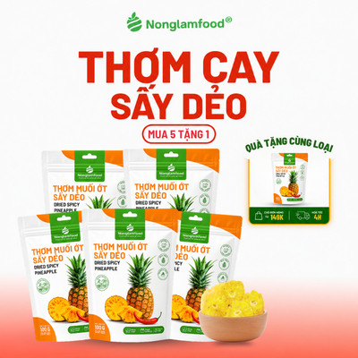 [5 Túi Tặng 1] Combo 5 túi thơm muối ớt sấy dẻo 100g Nonglamfood, Ăn vặt văn phòng